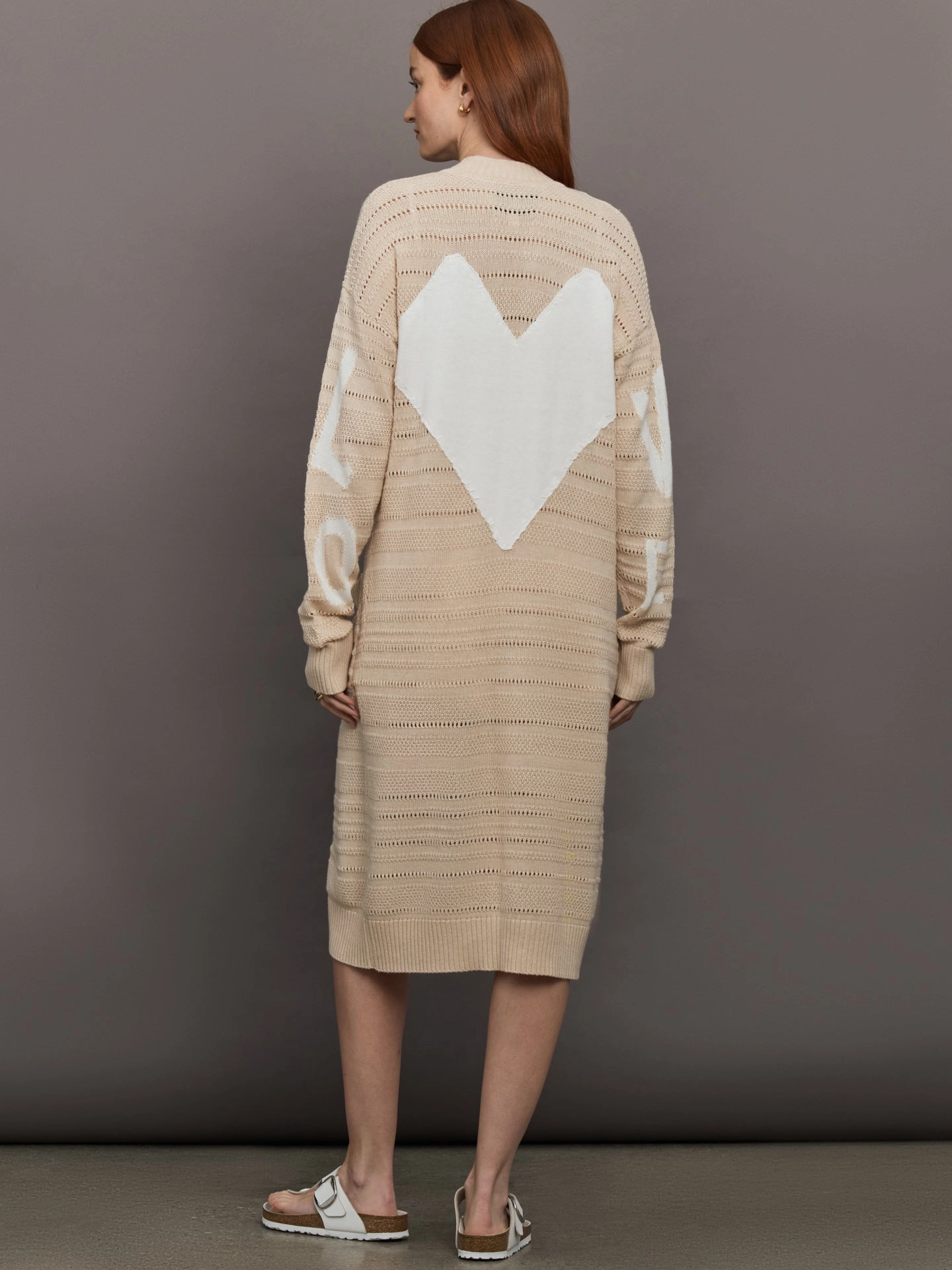 Tear Resistant Knit Poppy Lovey Heart Duster - Natural