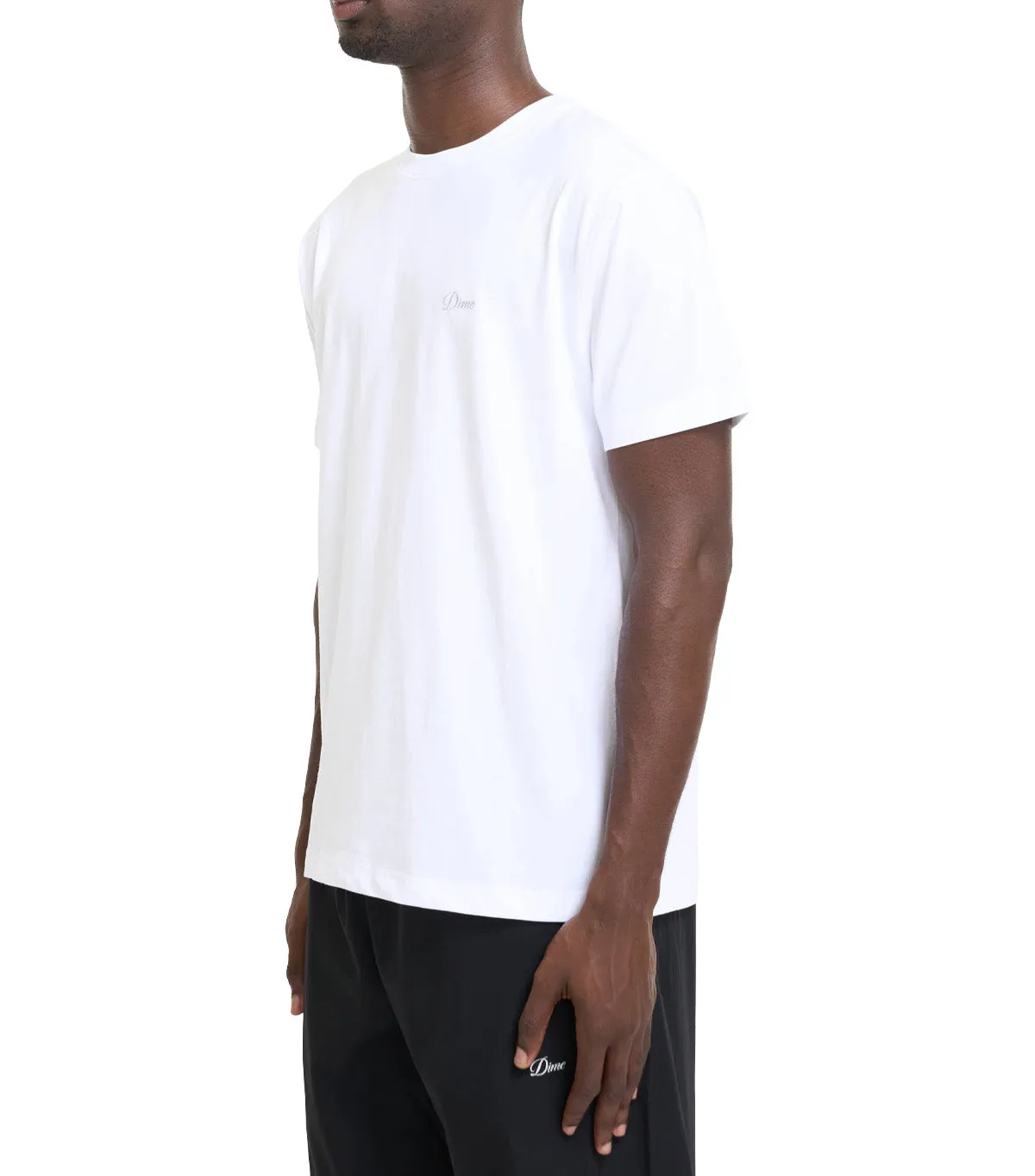 Dime Cursive Small Logo T-Shirt White FlexibleElasticity