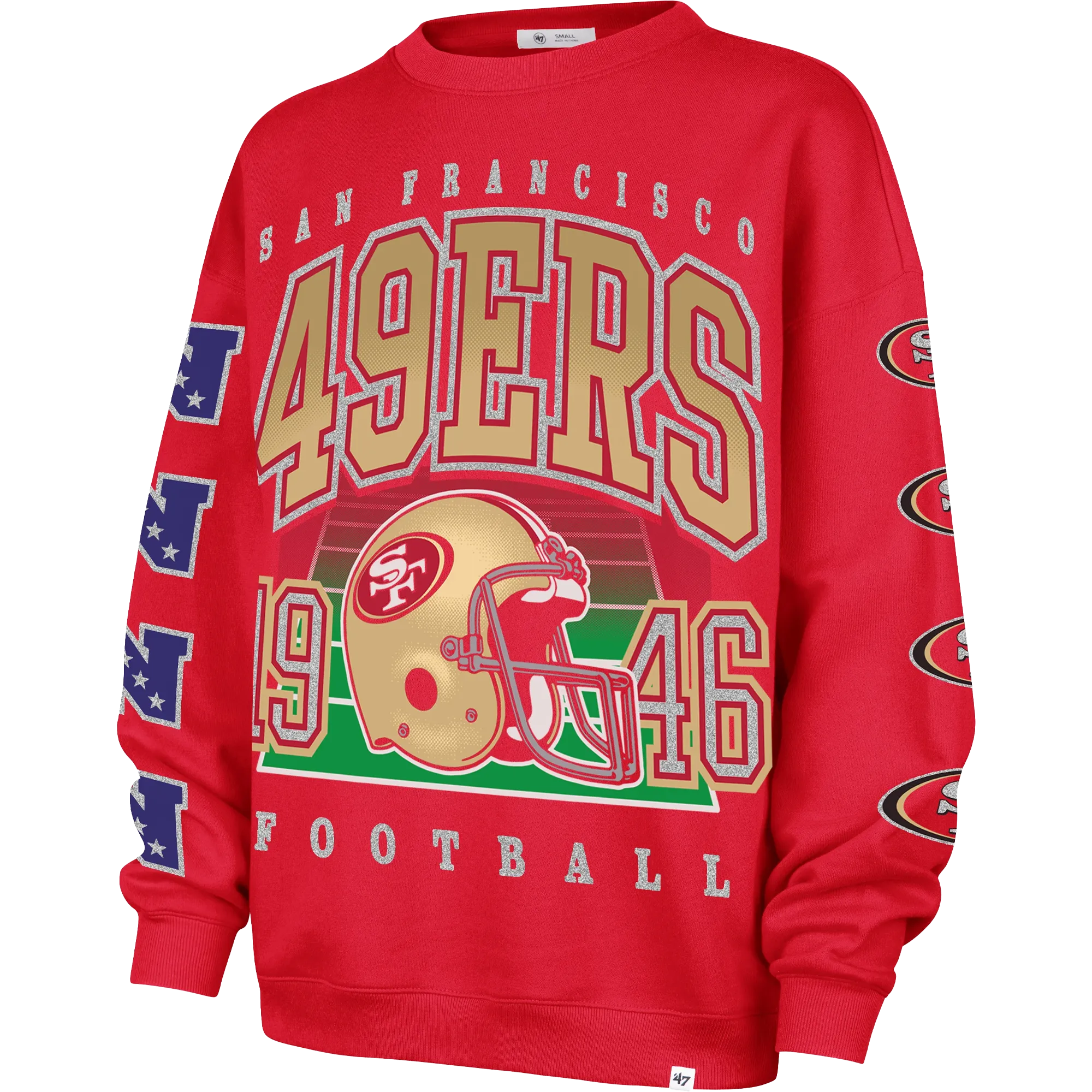 Women's 49ers Go Big Oversized Crew SeamFreeEngineering Happy Core