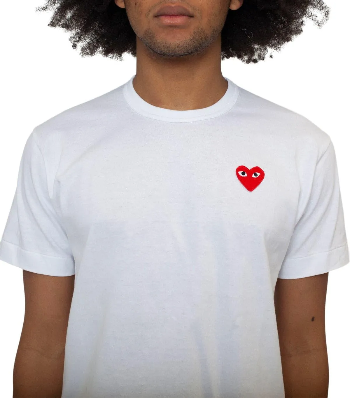 Soft Core Fame Glow CdG PLAY Red Heart T-Shirt White