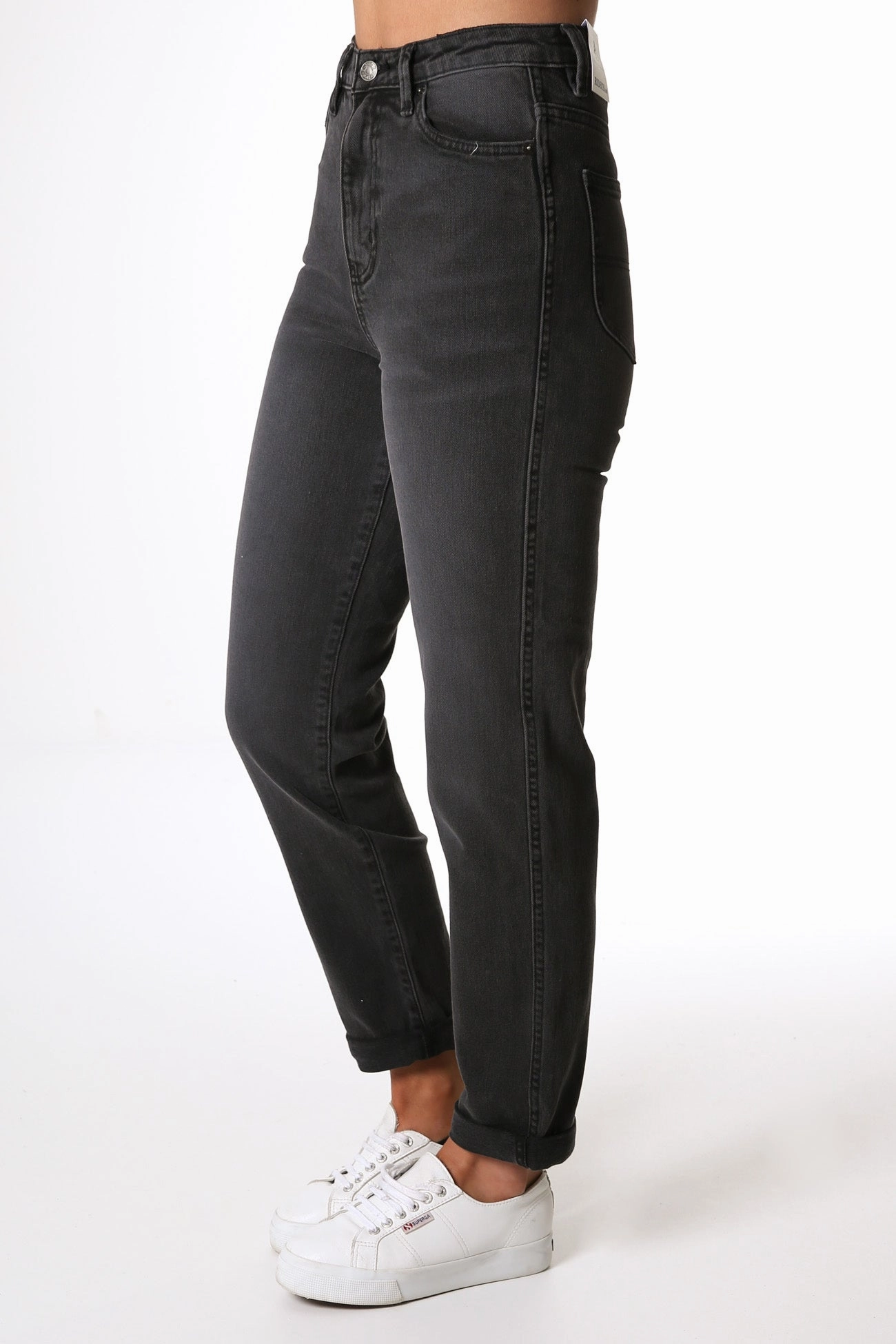Night Out Neutral Textured Hi Mom Jean Baxter Black