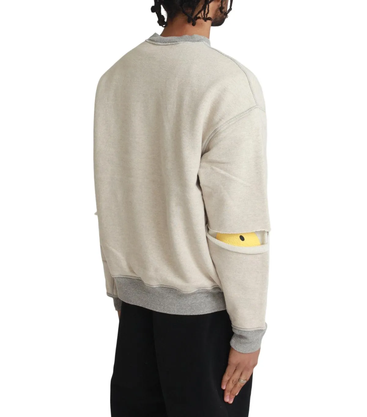 Kapital Top Sweater Knit Reversible Elbow-Rip Sweater Coneybowy Ecru Grey QuickAccessPockets