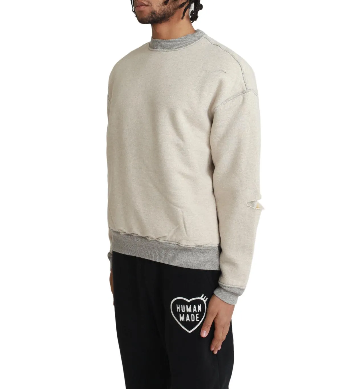 Body Free Vegan Mood Kapital Top Sweater Knit Reversible Elbow-Rip Sweater Coneybowy Ecru Grey