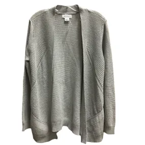 Stretchable Knit Double Layered Hem Cardigan By Liz Claiborne In Grey, Size: L