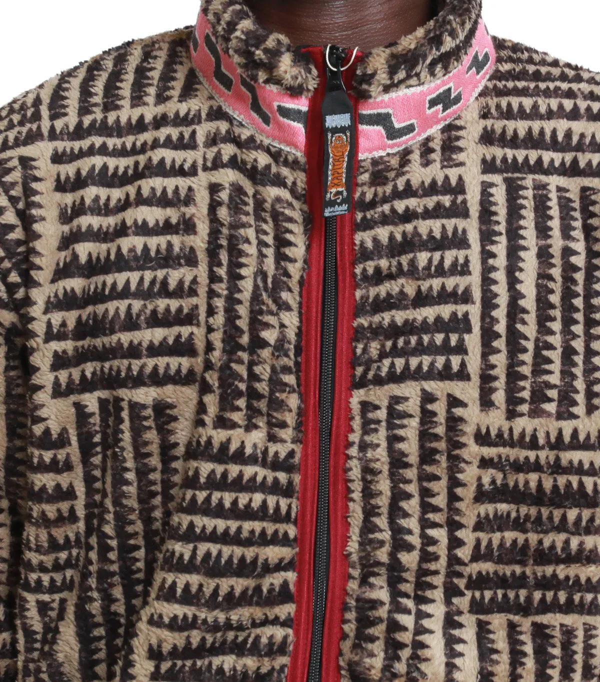 Kapital Hacksaw-Block Fleece Zip Blouson Beige LowProfile Design Sharp Edge