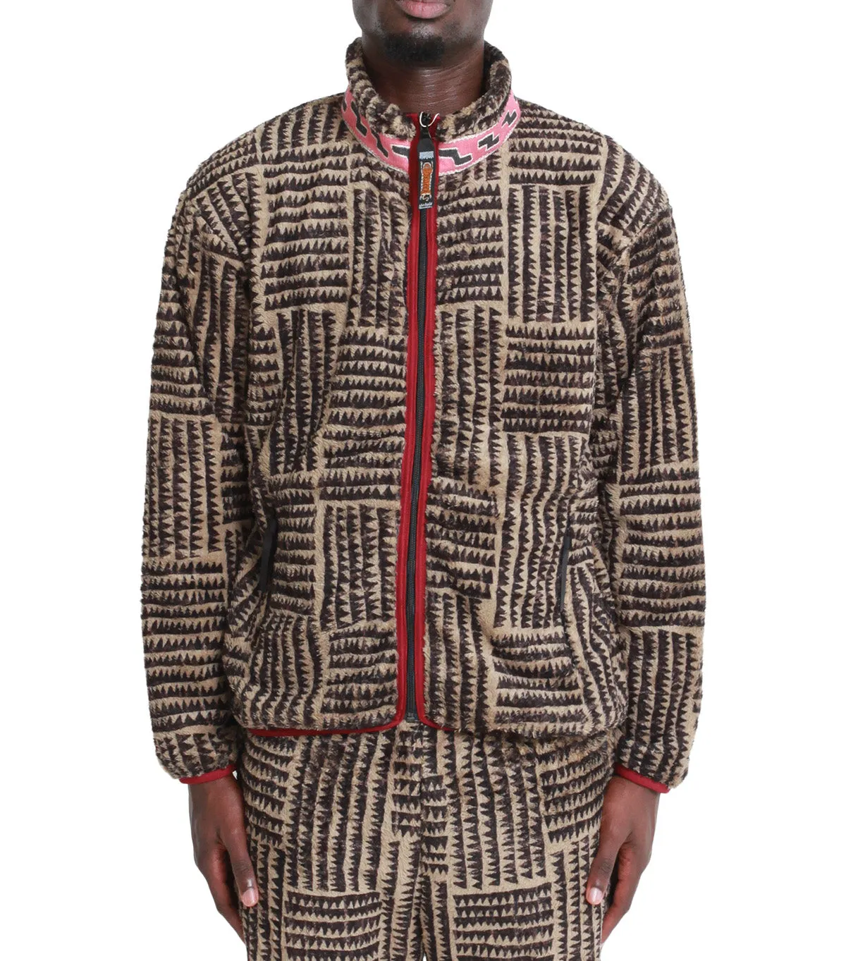 Kapital Hacksaw-Block Fleece Zip Blouson Beige ThermalRegulating Layer Snow Ready