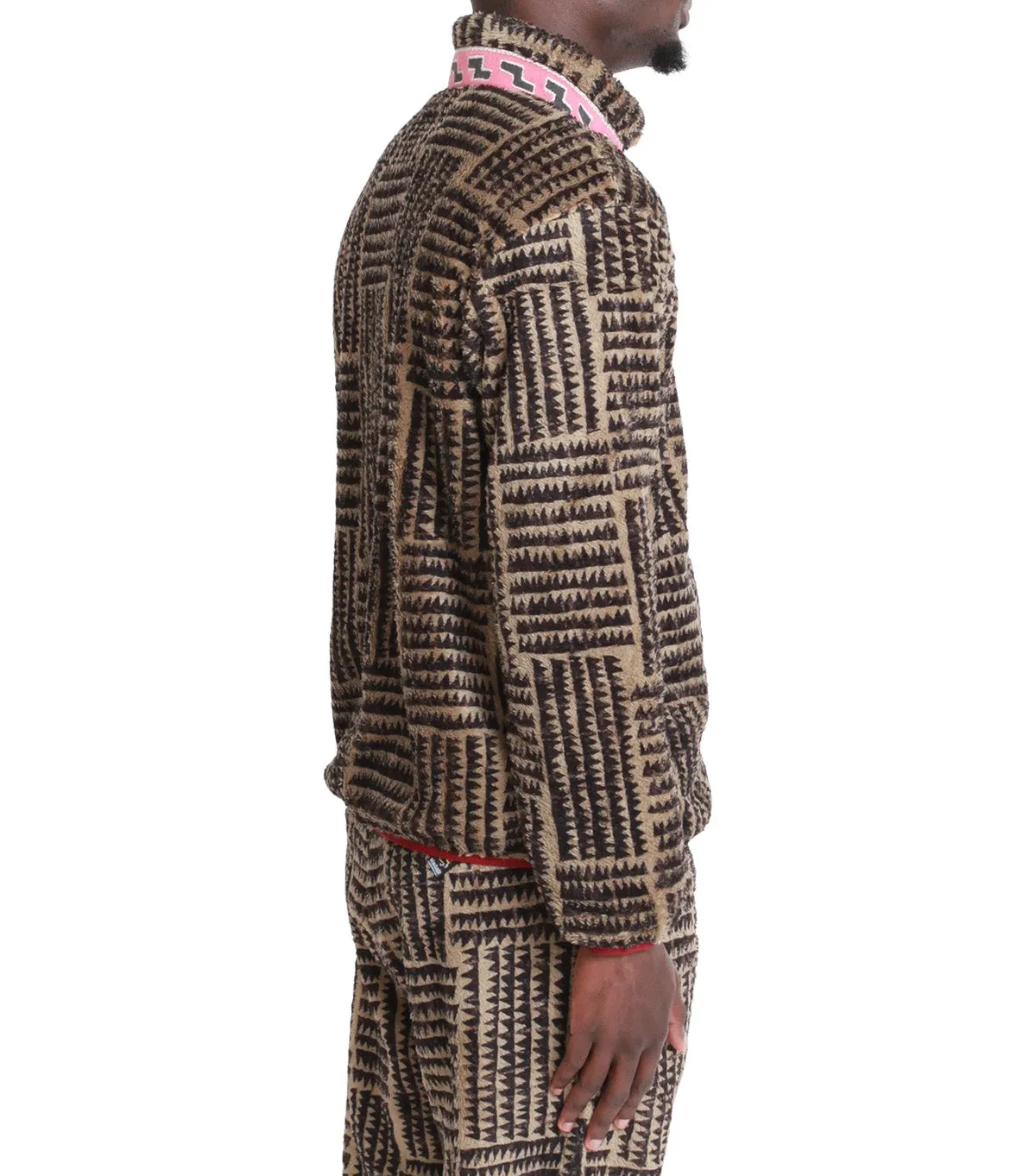 Kapital Hacksaw-Block Fleece Zip Blouson Beige Breathable mesh Easy Go