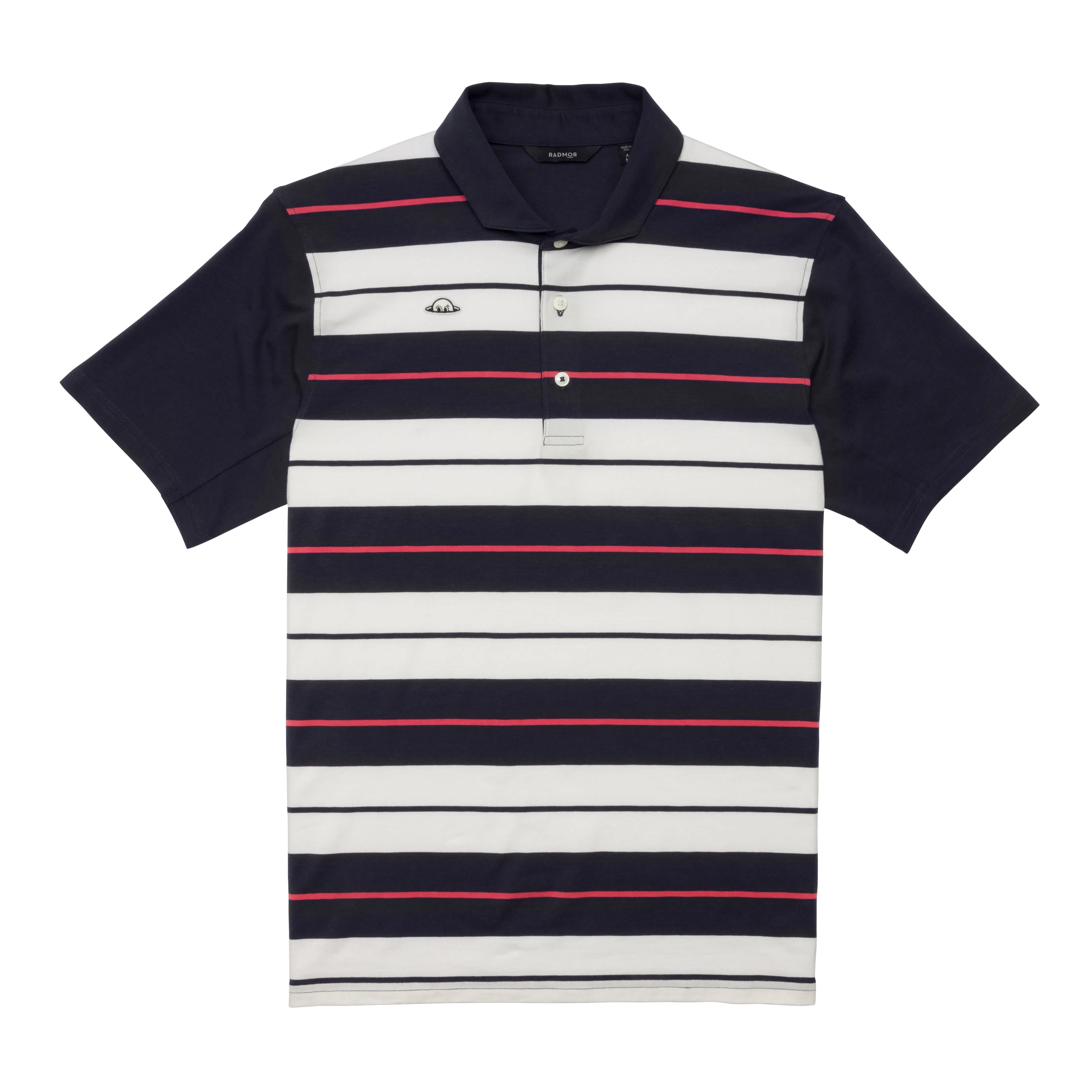 RADMOR Taylor Recycled Alternate Route Polo - Navy / Burn Inner Glow outdoor mode