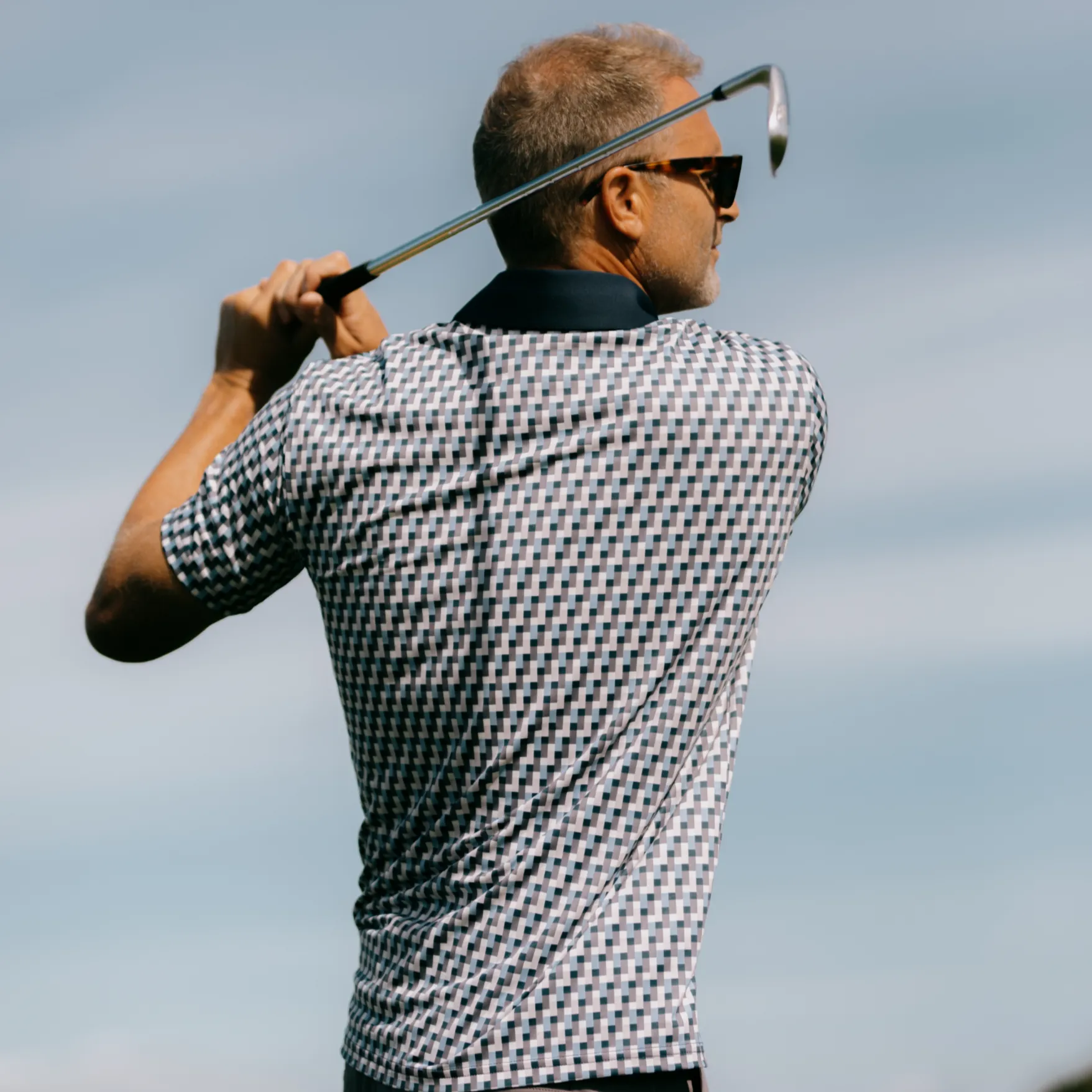 All weather RADMOR Taylor Recycled Tetris Polo - Navy