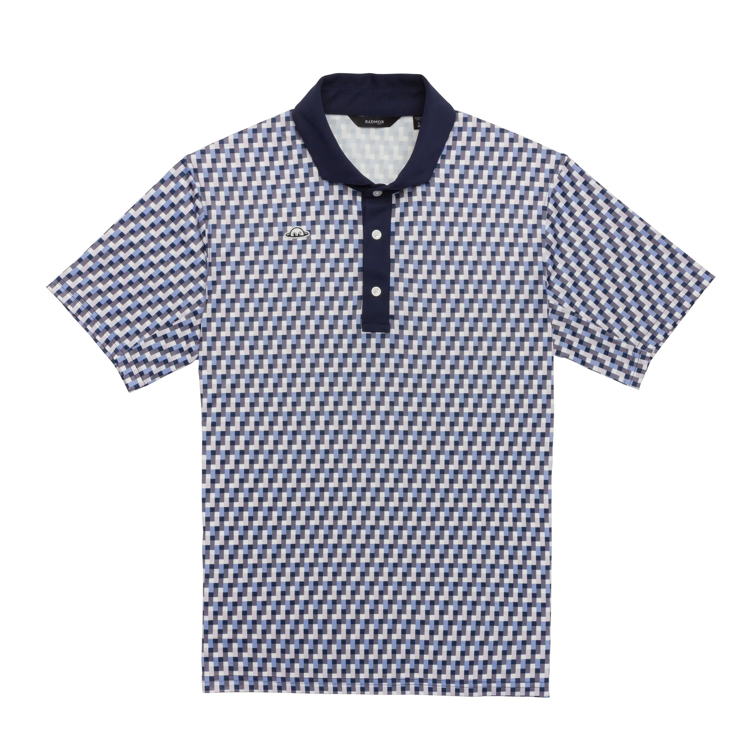 RADMOR Taylor Recycled Tetris Polo - Navy Zen Glow LightweightKnit
