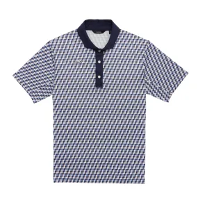 RADMOR Taylor Recycled Tetris Polo - Navy Zen Glow LightweightKnit