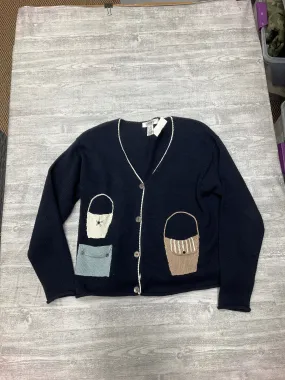 Pocket Reinforcement FourWayStretchFabric Sweater Cardigan By Thyme In Navy, Size: S