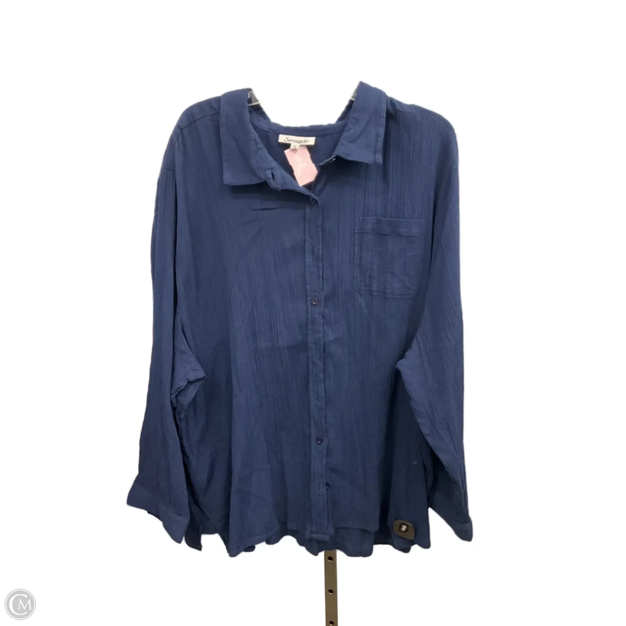 Self Cleaning Coating Anti Odor Treatment Top Long Sleeve By Serengeti In Navy, Size: 4x
