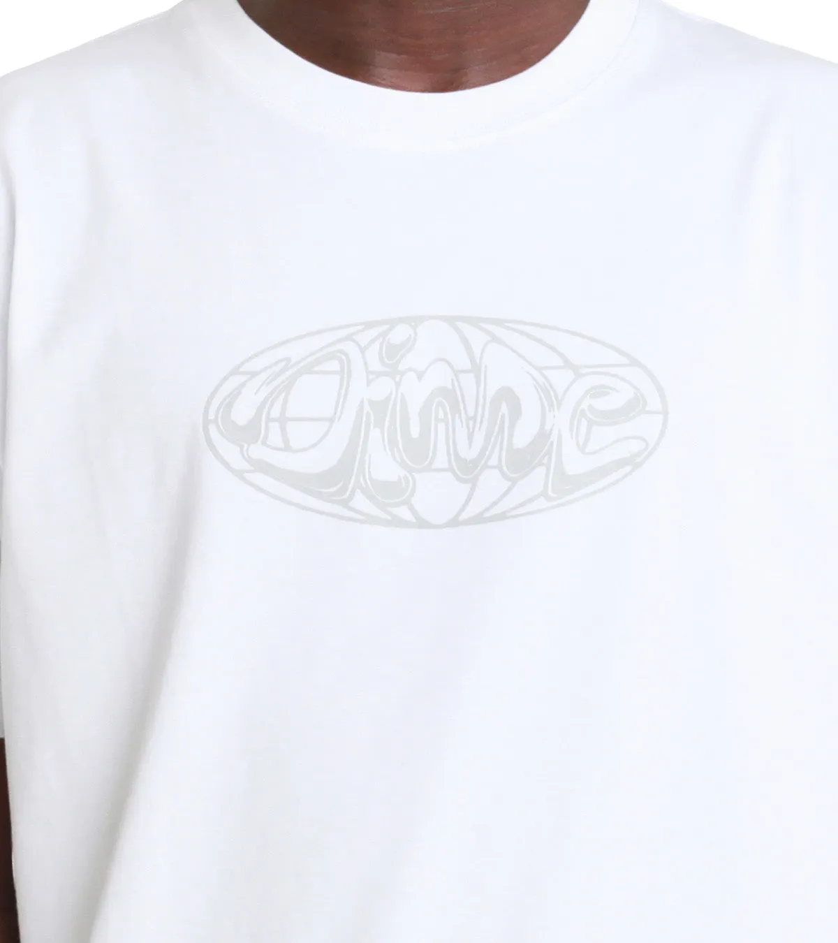 Dime Globe T-Shirt White Glitter Glow DurableCoverstitch
