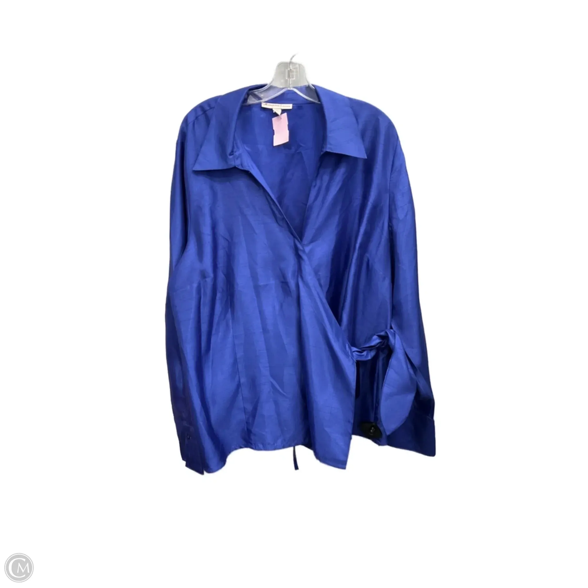 LayeredPanel Blouse Long Sleeve By Jm Collections In Blue, Size: 14