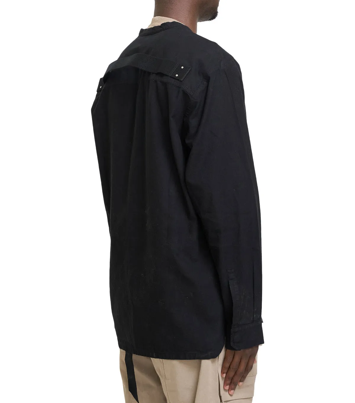 Rick Owens DRKSHDW Larry Jumbo Fogpocket Shirt Black WaterRepellentFinish