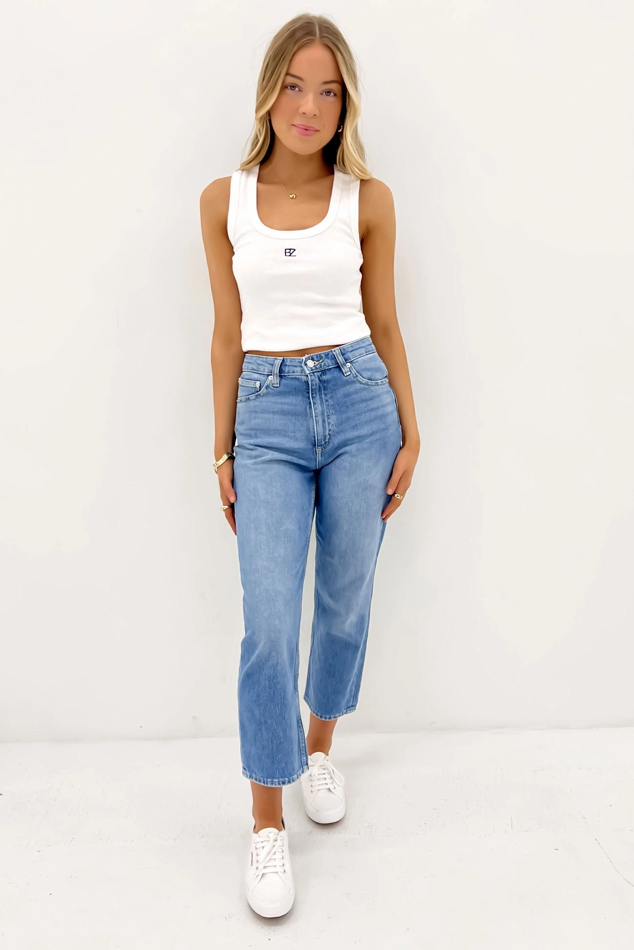 Luxury Textured Athlete Fit Traveler Gear Winter Warmth Smooth High Straight Crop Jean Blue Envy