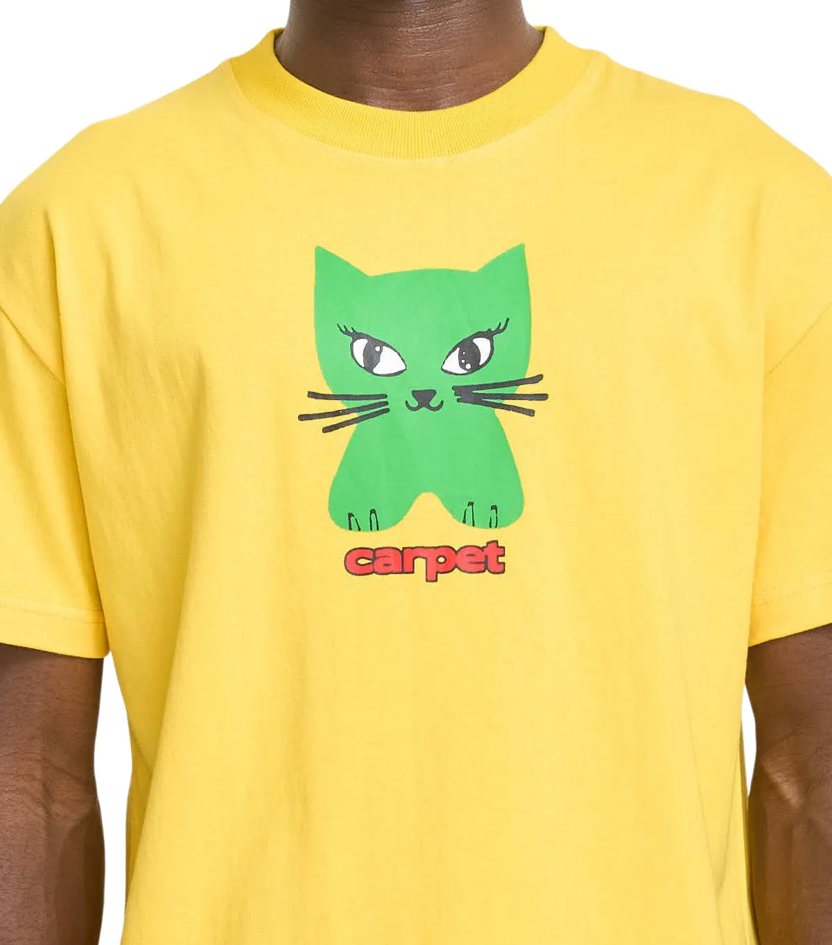 DoubleStitchReinforcement Collapsible Hood Carpet Company Cat T-Shirt Yellow