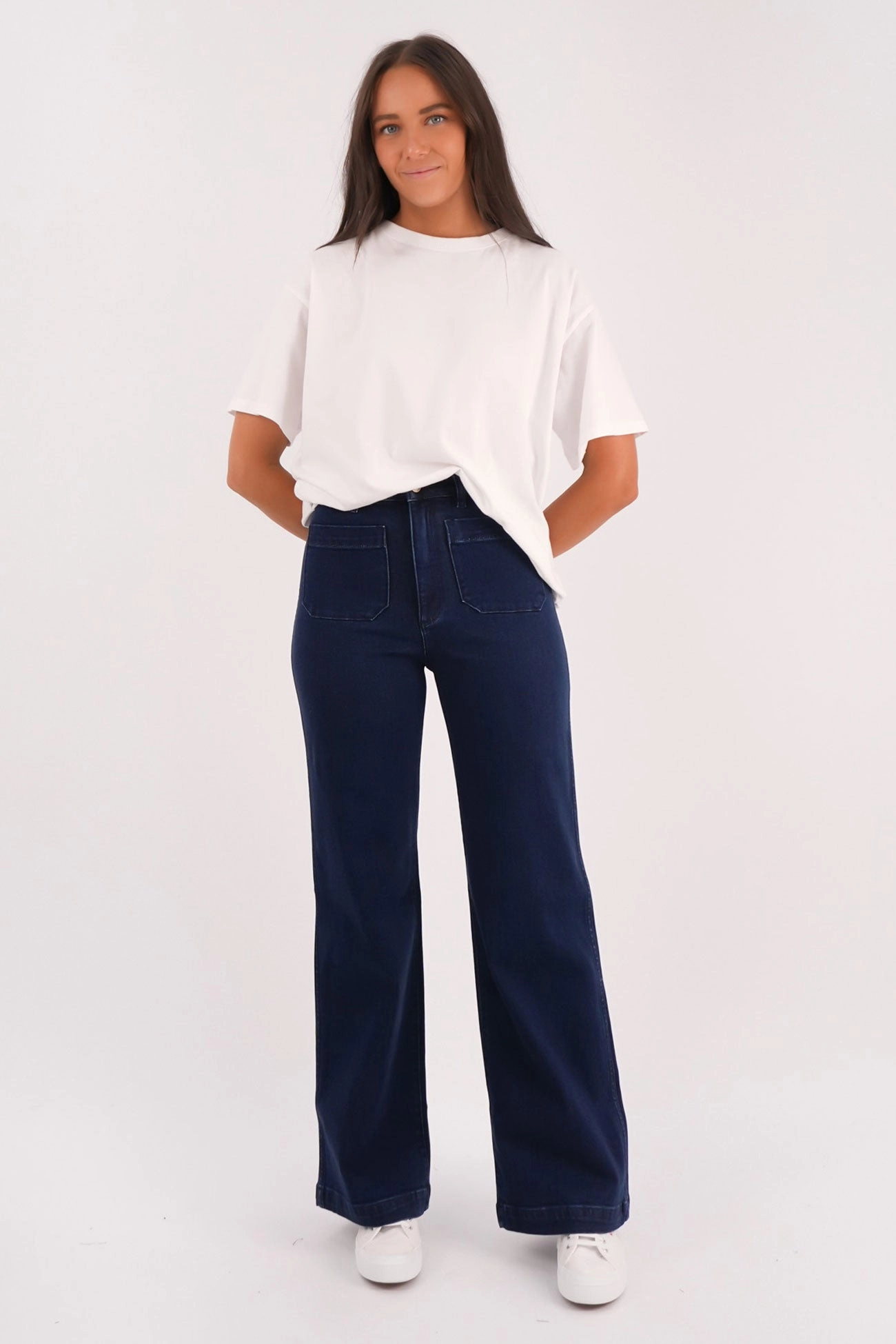 Casual Friday Parent Style Travel Outfit Sailor Jean Long Dark Stone