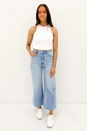 Sporty Look Quality Wear Sailor Jean Scoop Faded Blue