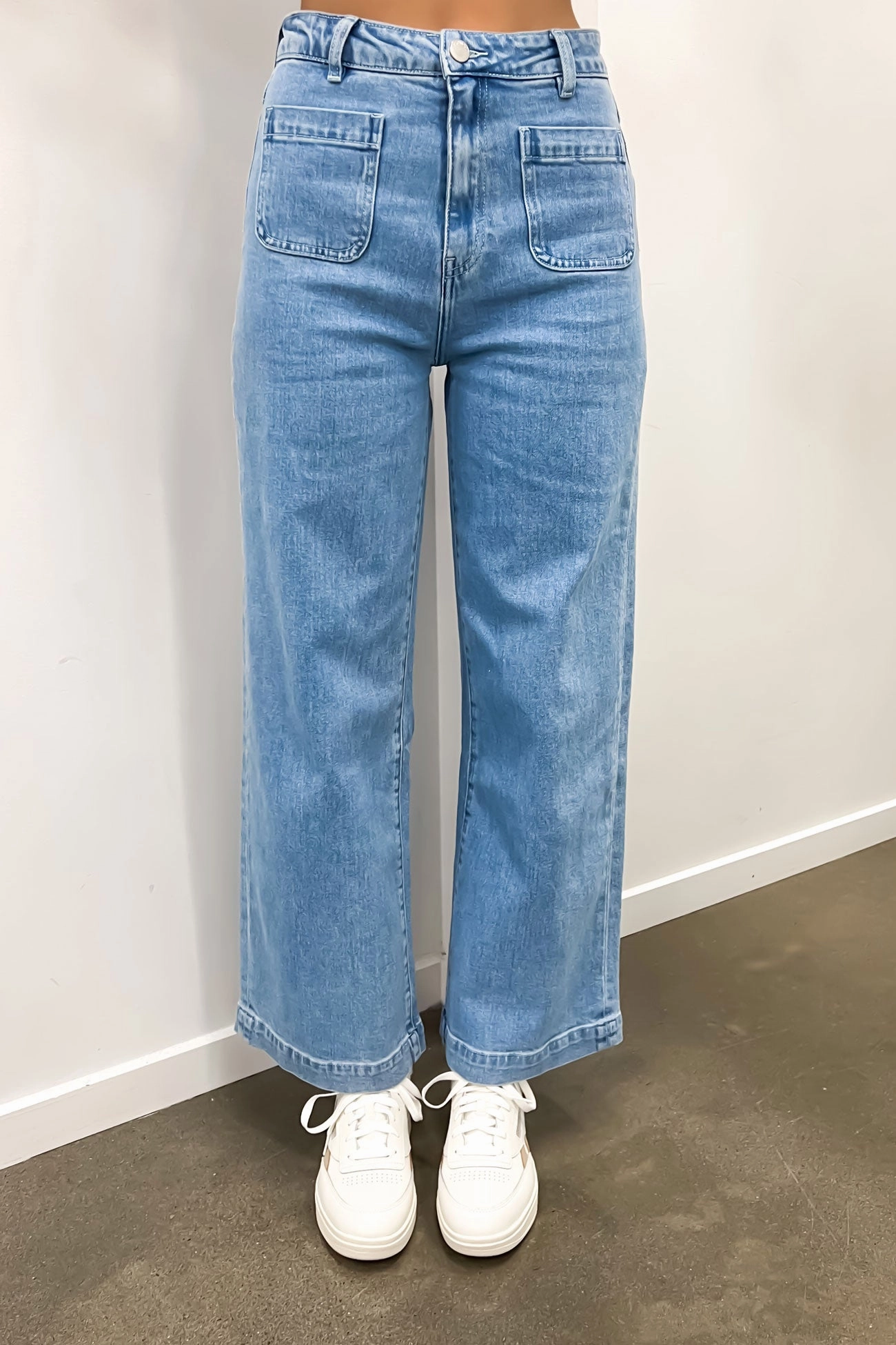 Winter Warmth Durable Sarah Wide Leg Jean Light Blue