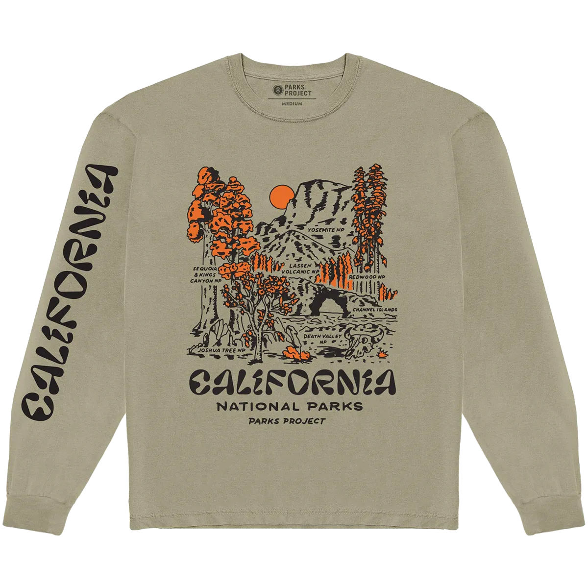 National Parks of California Vintage Long Sleeve Tee DoubleLayered Collar Shine Mood