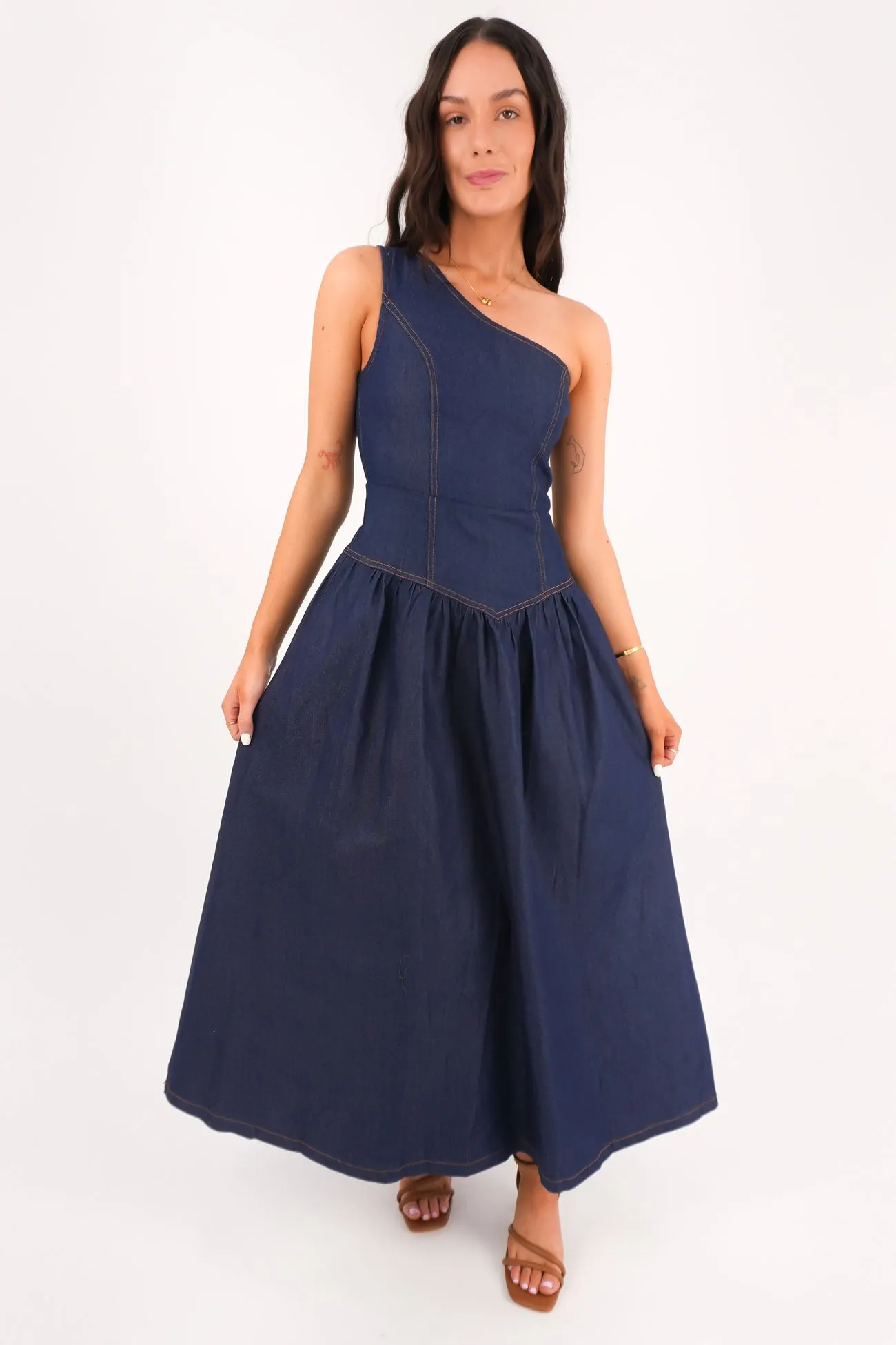 Mario Denim Midi Dress Dark Blue Fall Comfort