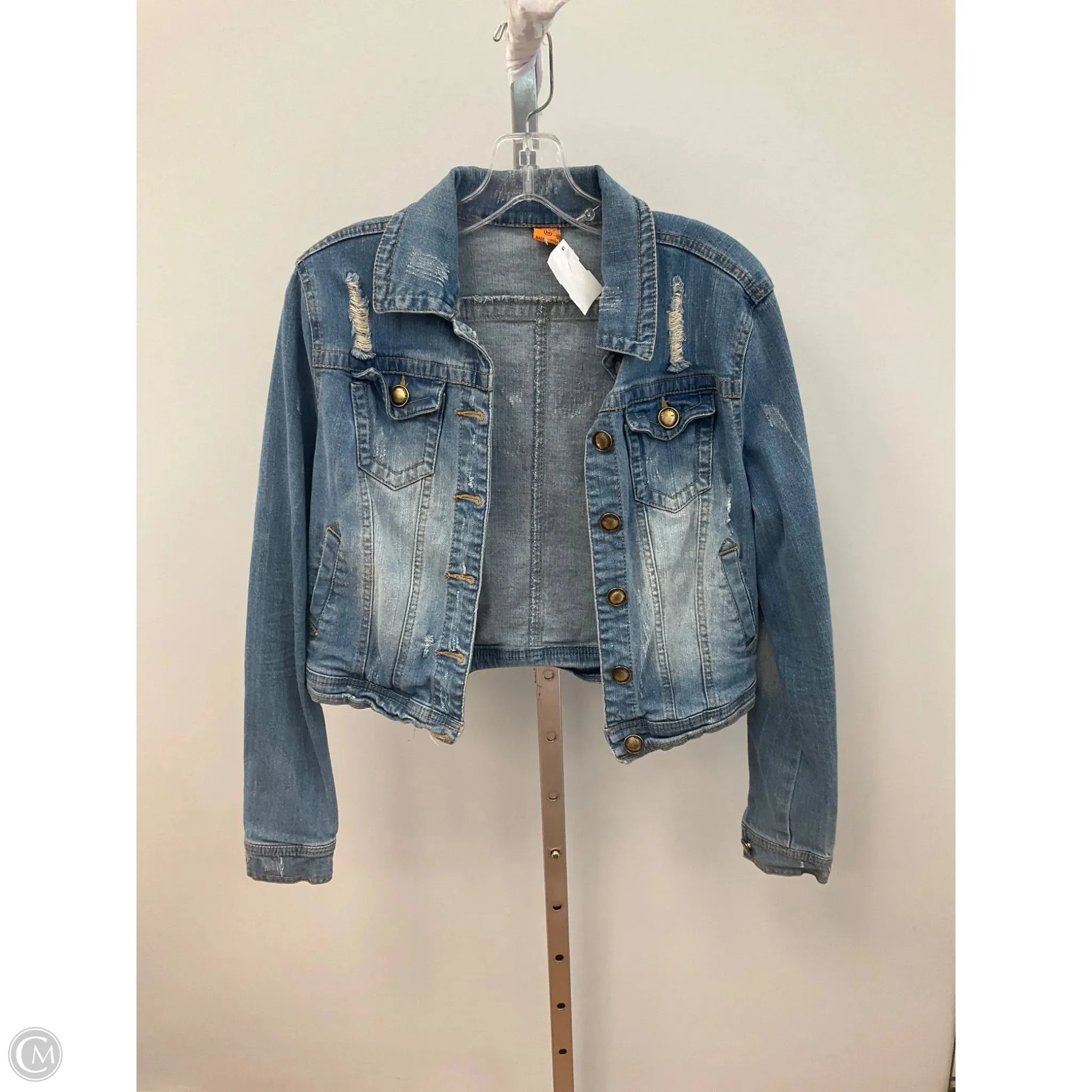 SoftenedEdges Jacket Denim By Jou Jou In Blue Denim, Size: M
