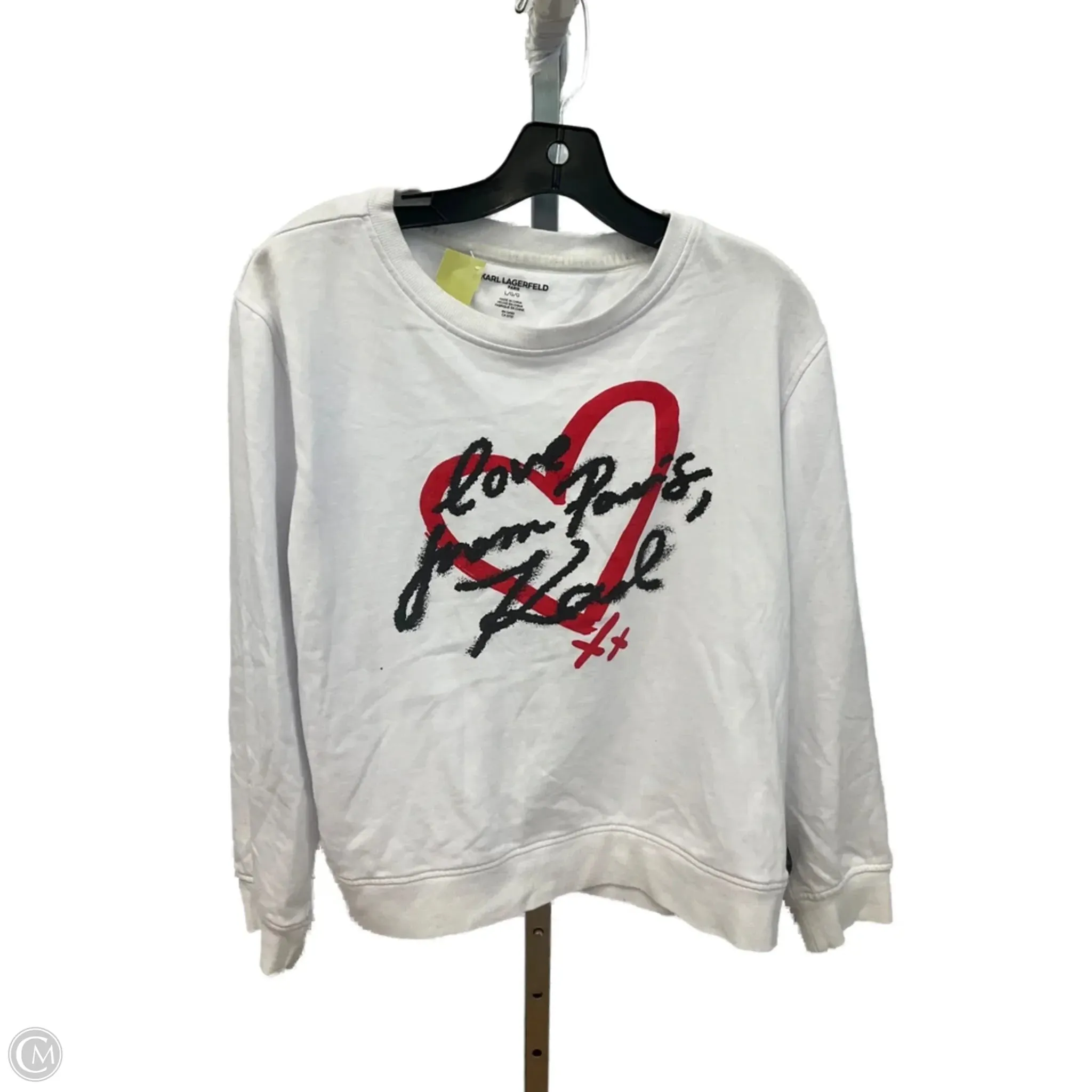 Top Long Sleeve Designer By Karl Lagerfeld In White, Size: L Breathable Linen Blend