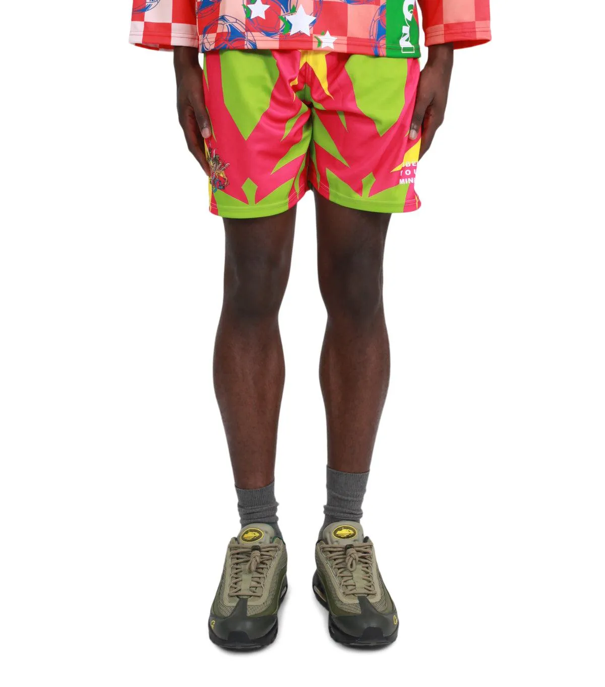 Campus Vibe Liberal Youth Ministry Printed Football Shorts Green