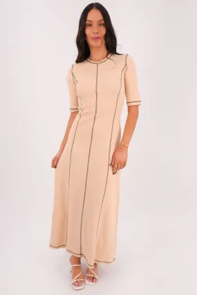 Kisha Maxi Dress Camel WrinkleResistantFinish