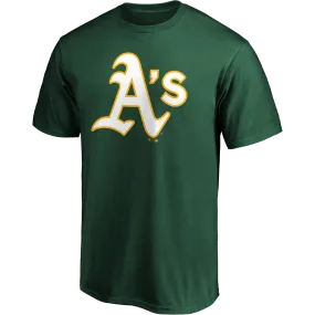 EasyCareMaterial Men's A's Official Logo Short Sleeve