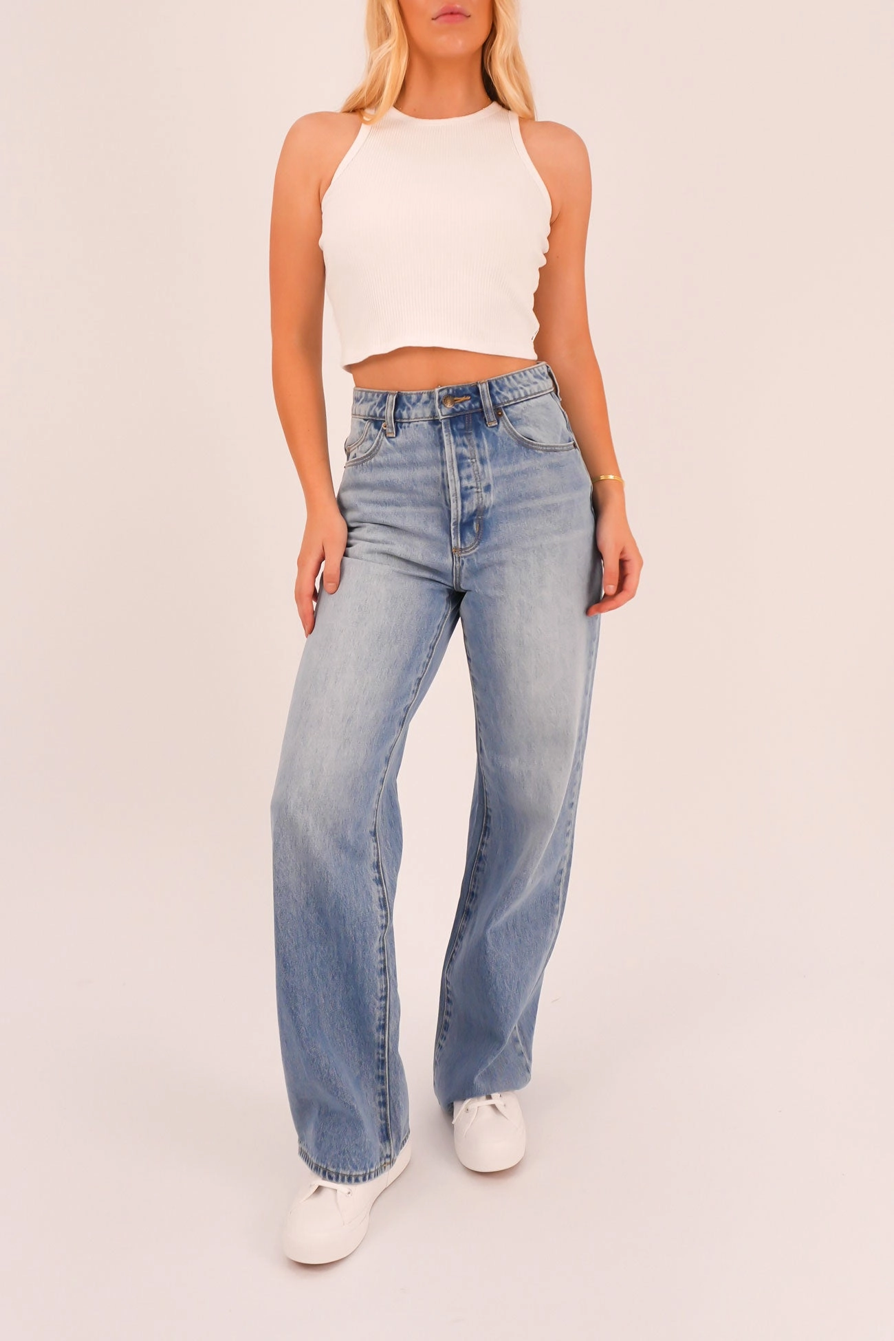 High Quality Eco Friendly Stevie Relaxed Jean Brad Blue
