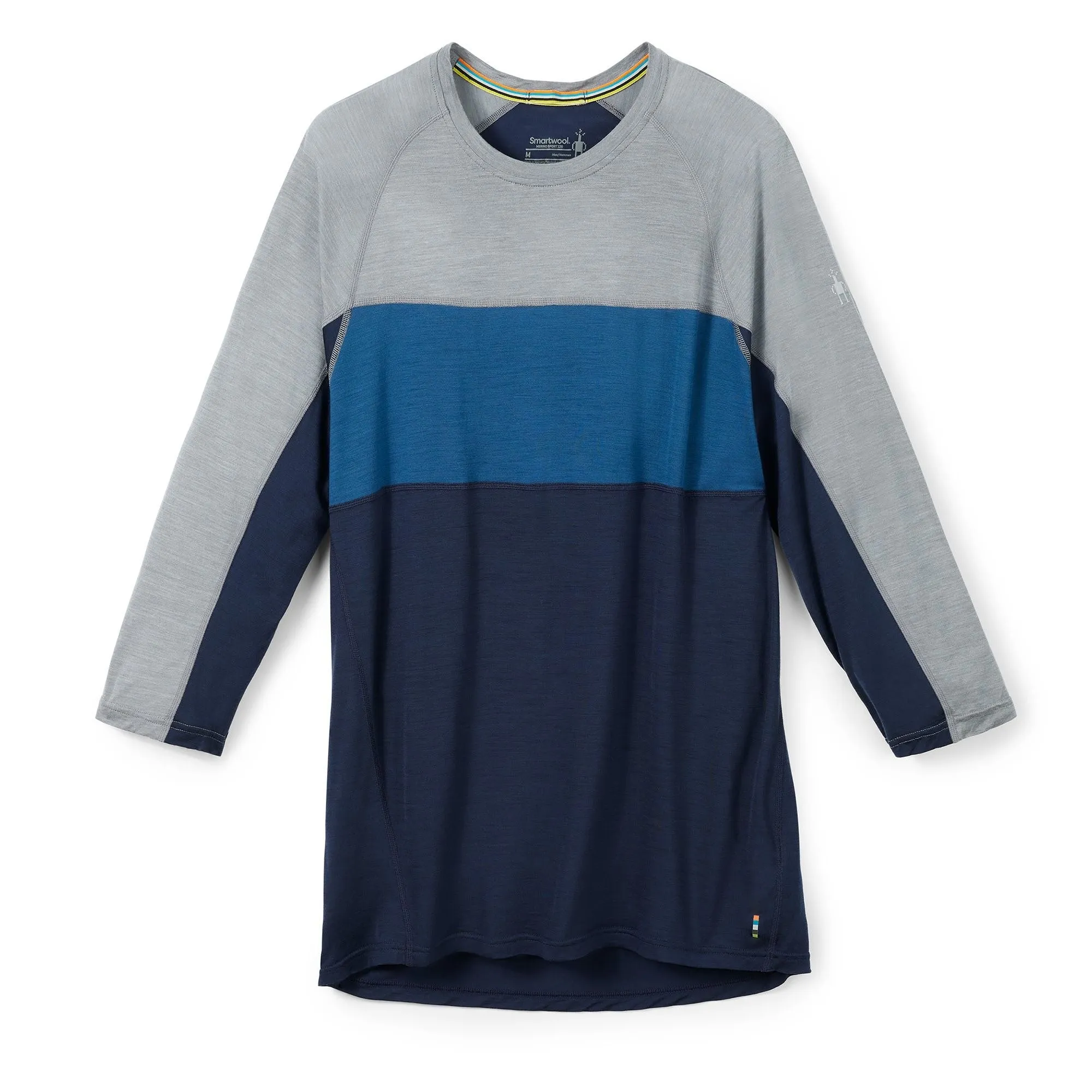 Smartwool 2022 Men's Merino Sport 120 Mountain Biking 3/4 Sleeve Tee Shirt Durable Construction Ocean Air