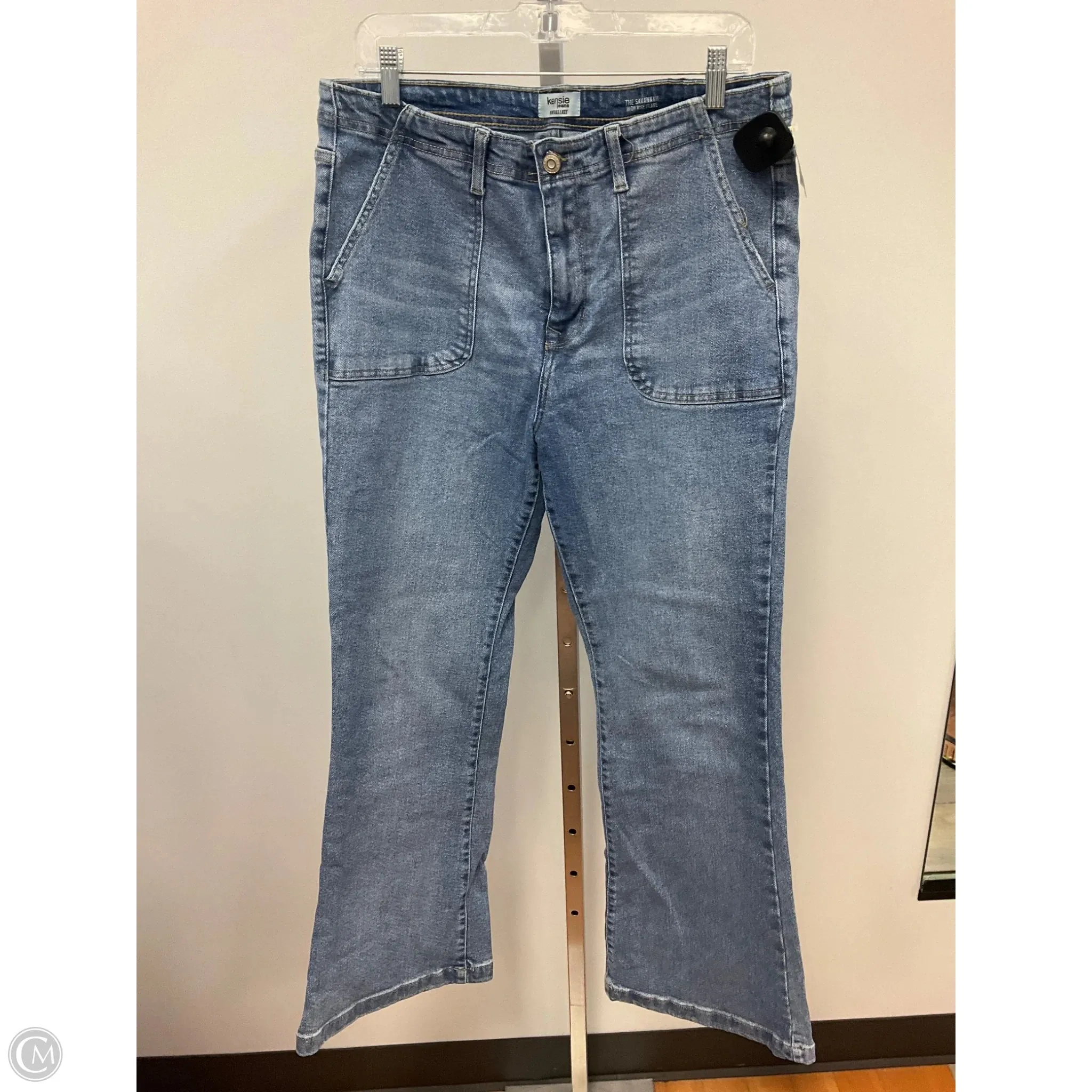 Jeans Flared By Kensie In Blue Denim, Size: 12 Handmade Fit Soft Jersey
