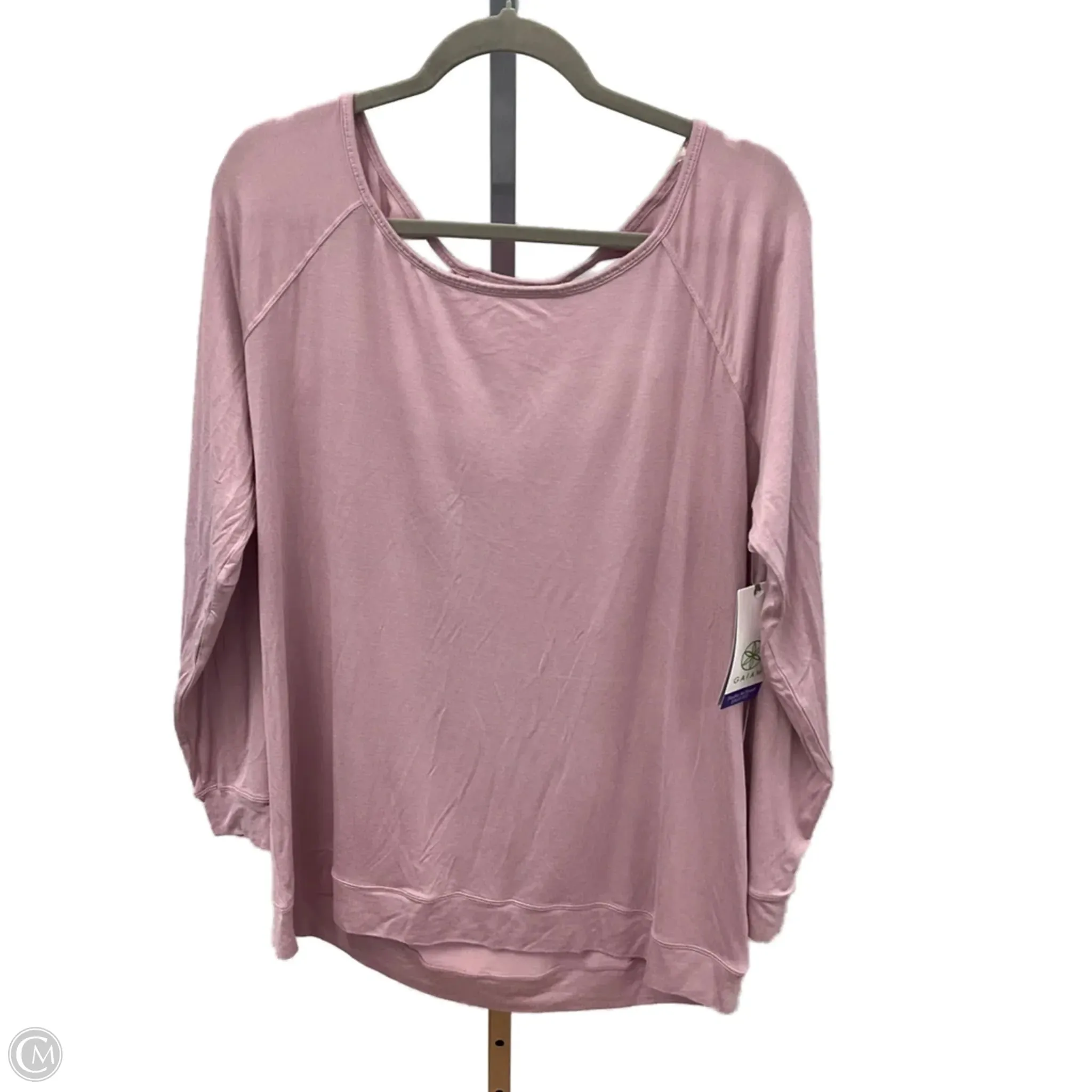 DurableBlend UVProtectionFabric Athletic Top Long Sleeve Crewneck By Gaiam In Pink, Size: Xl