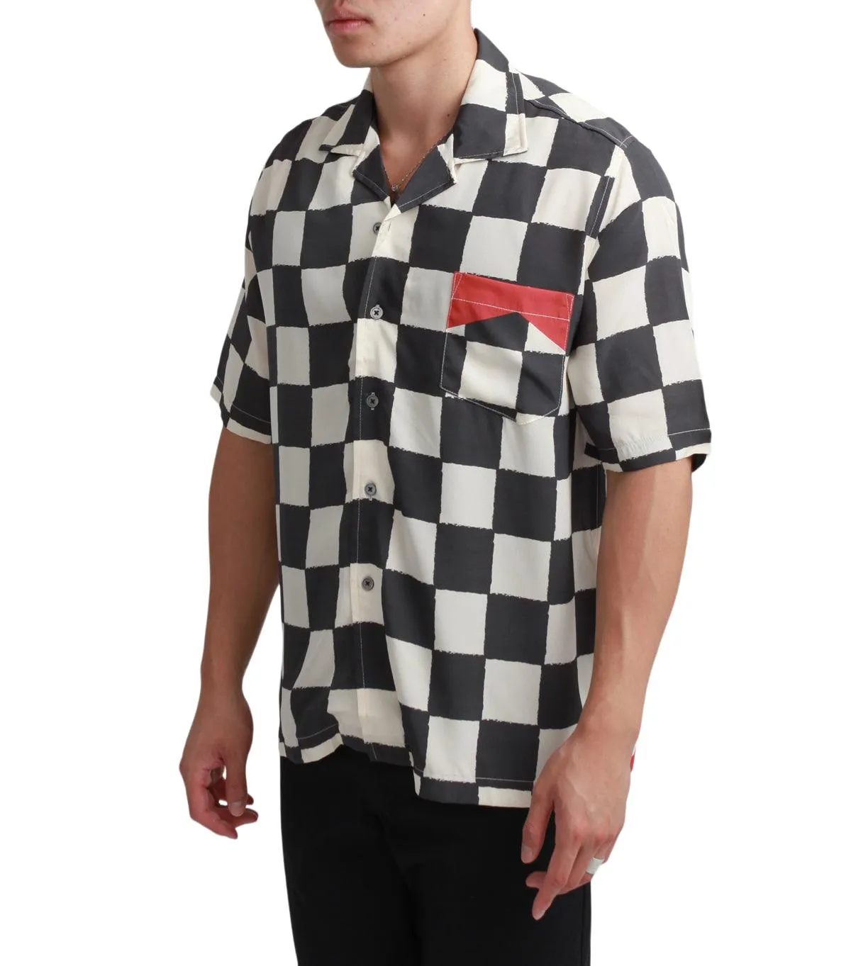 PrecisionTailoring MoistureControl Fabric Rhude Silk Printed Broken Checker Shirt Ivory Black