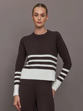 Striped Sweater - Chocolate Torte / Off White Soft touch finish