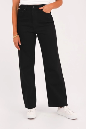 Must Have Wear Smooth Loose Versatile Hi Wide Jean Washed Black