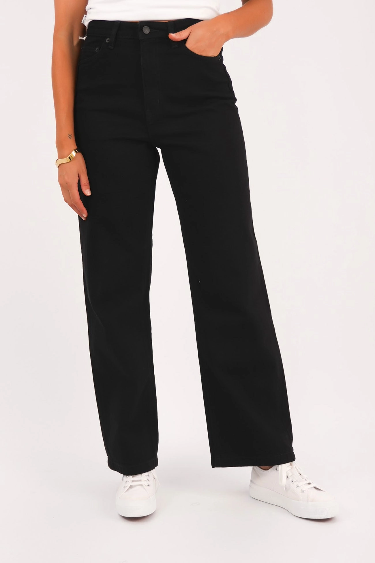 Must Have Wear Smooth Loose Versatile Hi Wide Jean Washed Black
