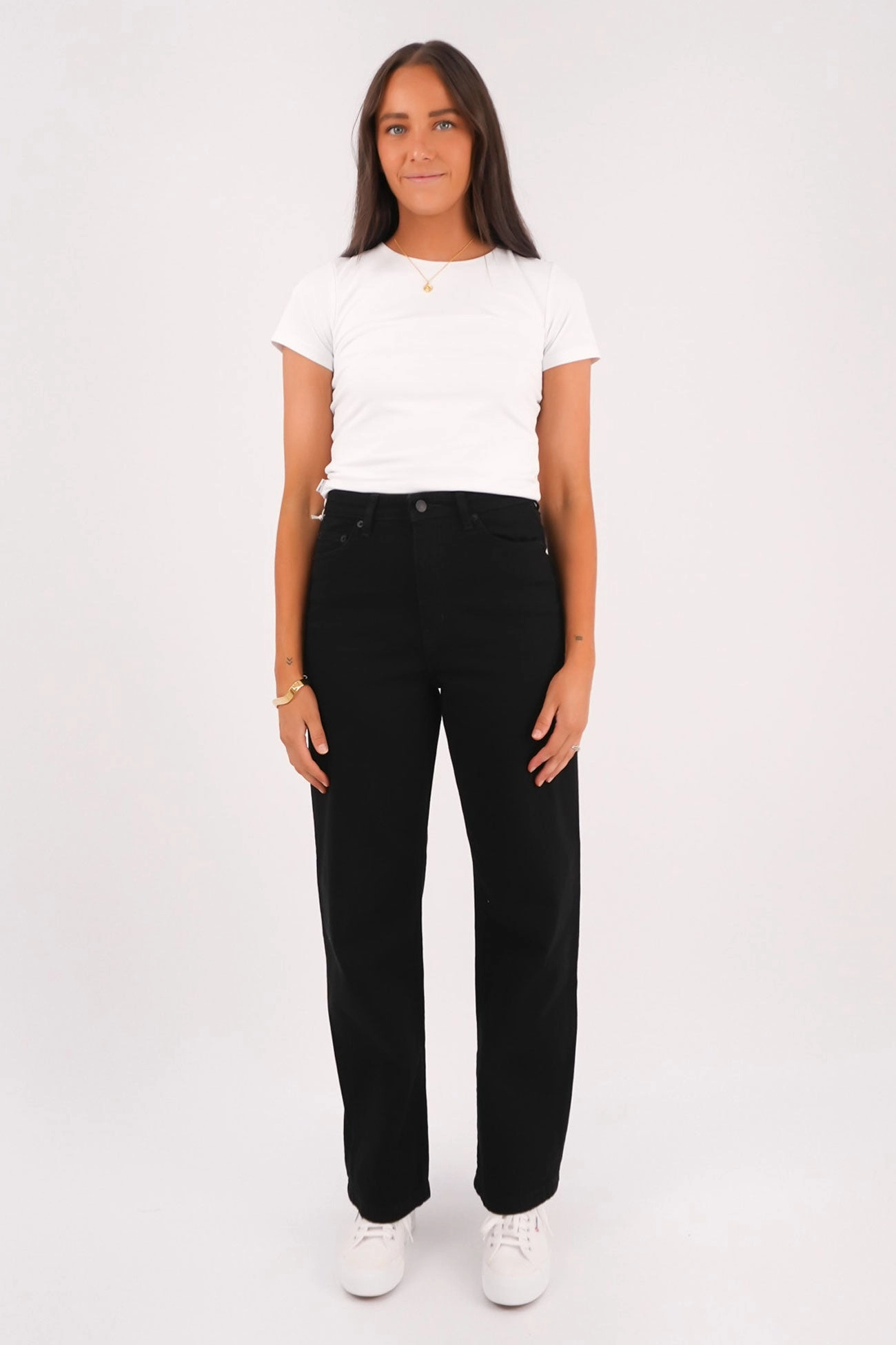 Hi Wide Jean Washed Black Chill Attire Lightweight Morning Stroll Durable