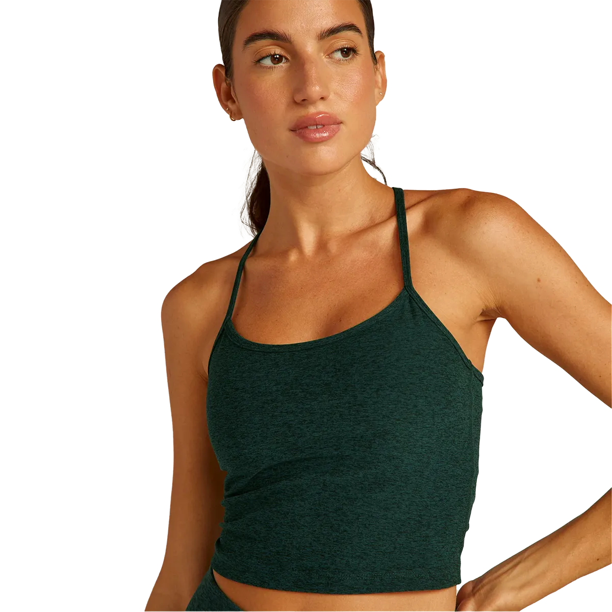 CoolingChannelFabric Women's Spacedye Slim Racerback Cropped Tank
