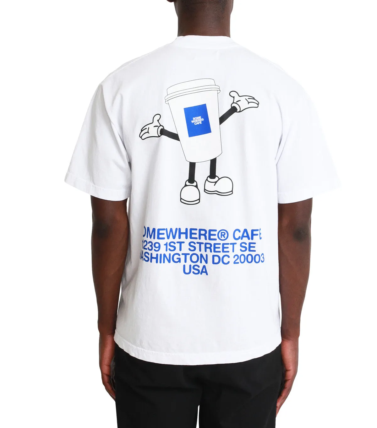 Scandi Clean SOMEWHERE Cafe Cup T-Shirt White