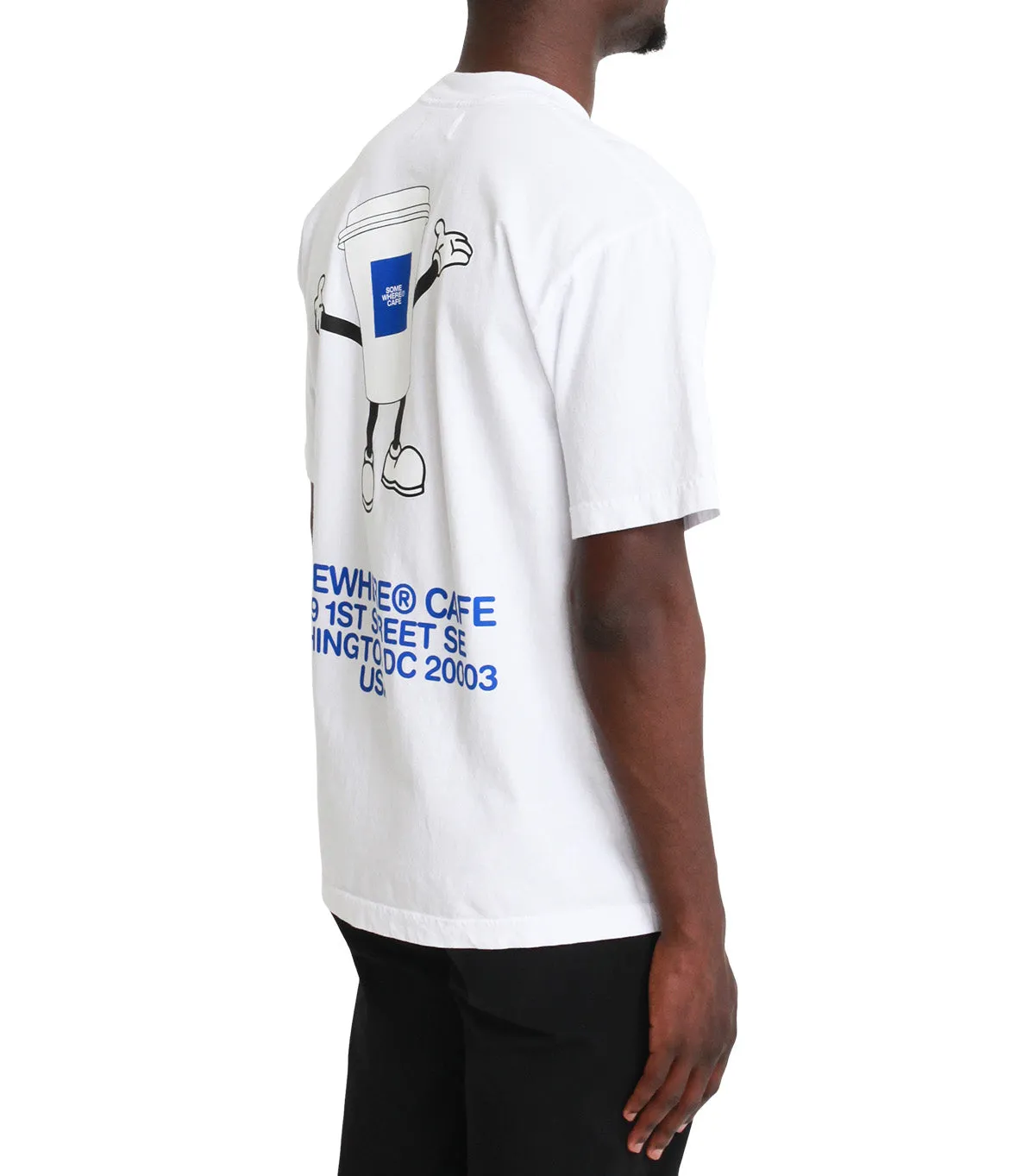 SOMEWHERE Cafe Cup T-Shirt White Street Sport TumbleDry Safe