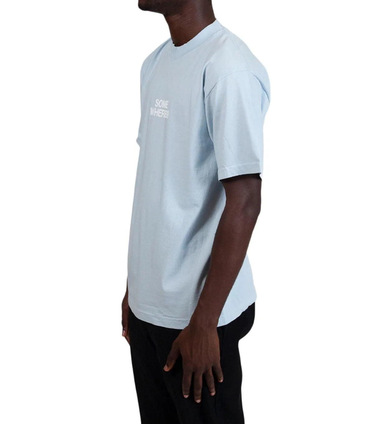 SOMEWHERE Stacked Logo T-Shirt Light Blue 4Way Stretch