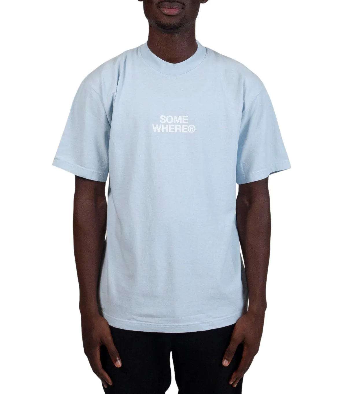 SOMEWHERE Stacked Logo T-Shirt Light Blue SnagFree Surface MoistureWicking