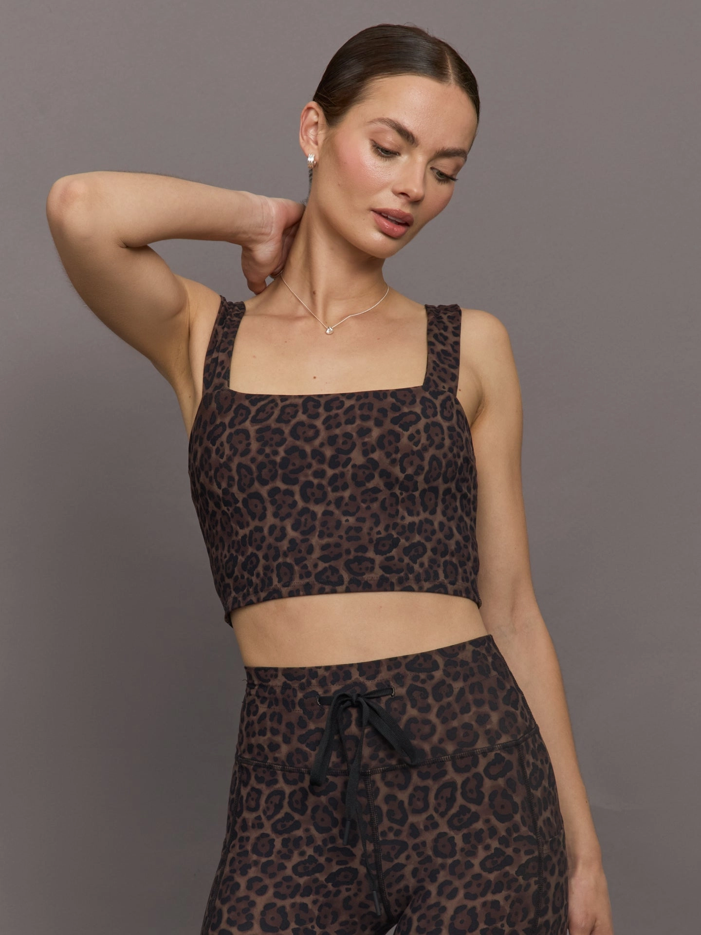 Square Neck Bra Top in Melt - Leopard Print Lightweight Construction