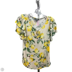 Top Short Sleeve By Clothes Mentor In Cream & Green, Size: S Eco Dye Process Flatlock Seam Design