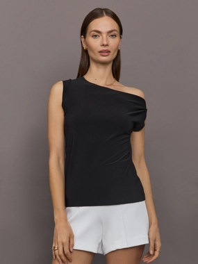 Cozy Fleece Backing Drop Shoulder top - Black