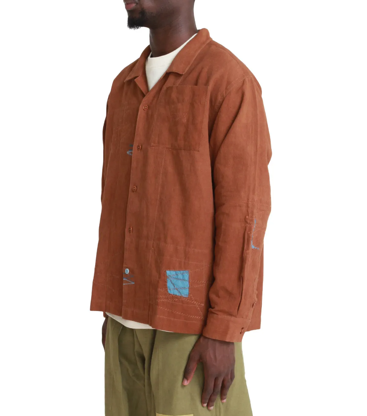 Story MFG Greetings Long Sleeve Shirt Brown MicroPerforatedTexture
